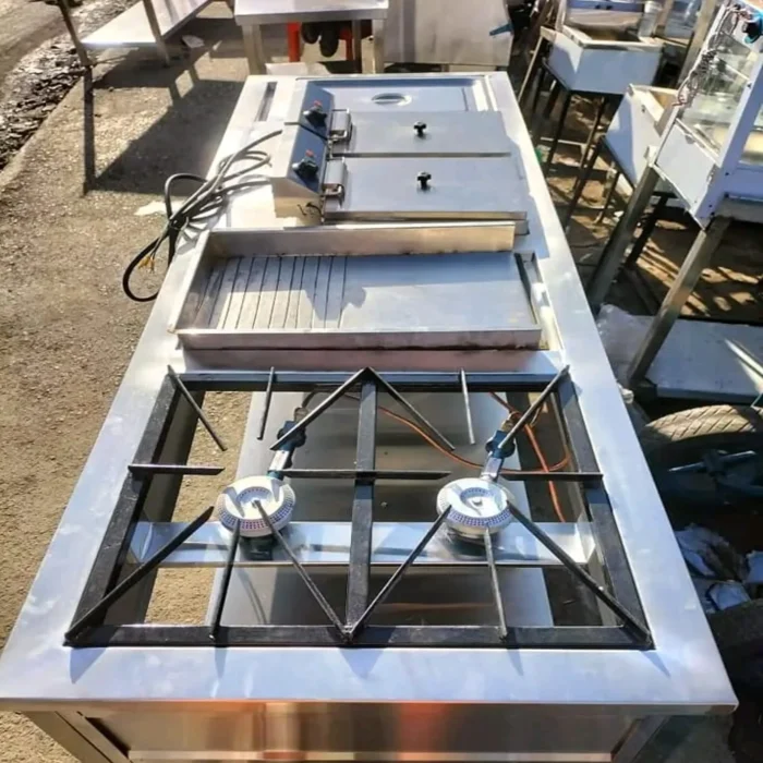 Combine unit with two burner hot plate and imported chips fryer